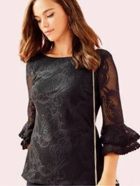 Lilly Pulitzer Black Crochet 'Liana' Top